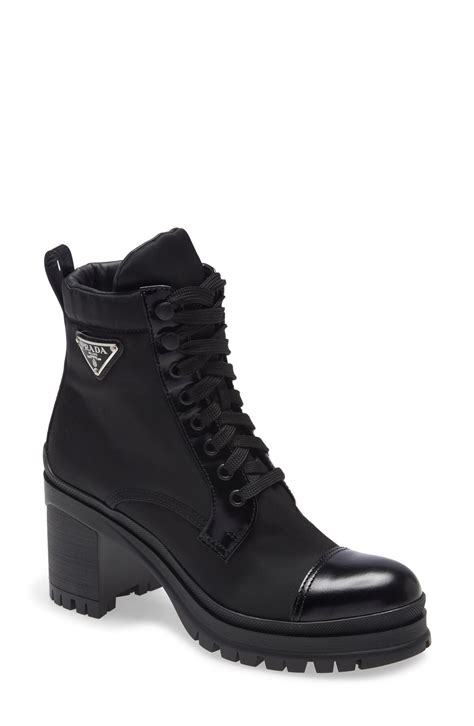 pre owned prada boots|Prada block heel combat boots.